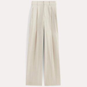 Everlane Women's Draper Pleated Pant in Buttersmooth in Heathered Oat, Size 2